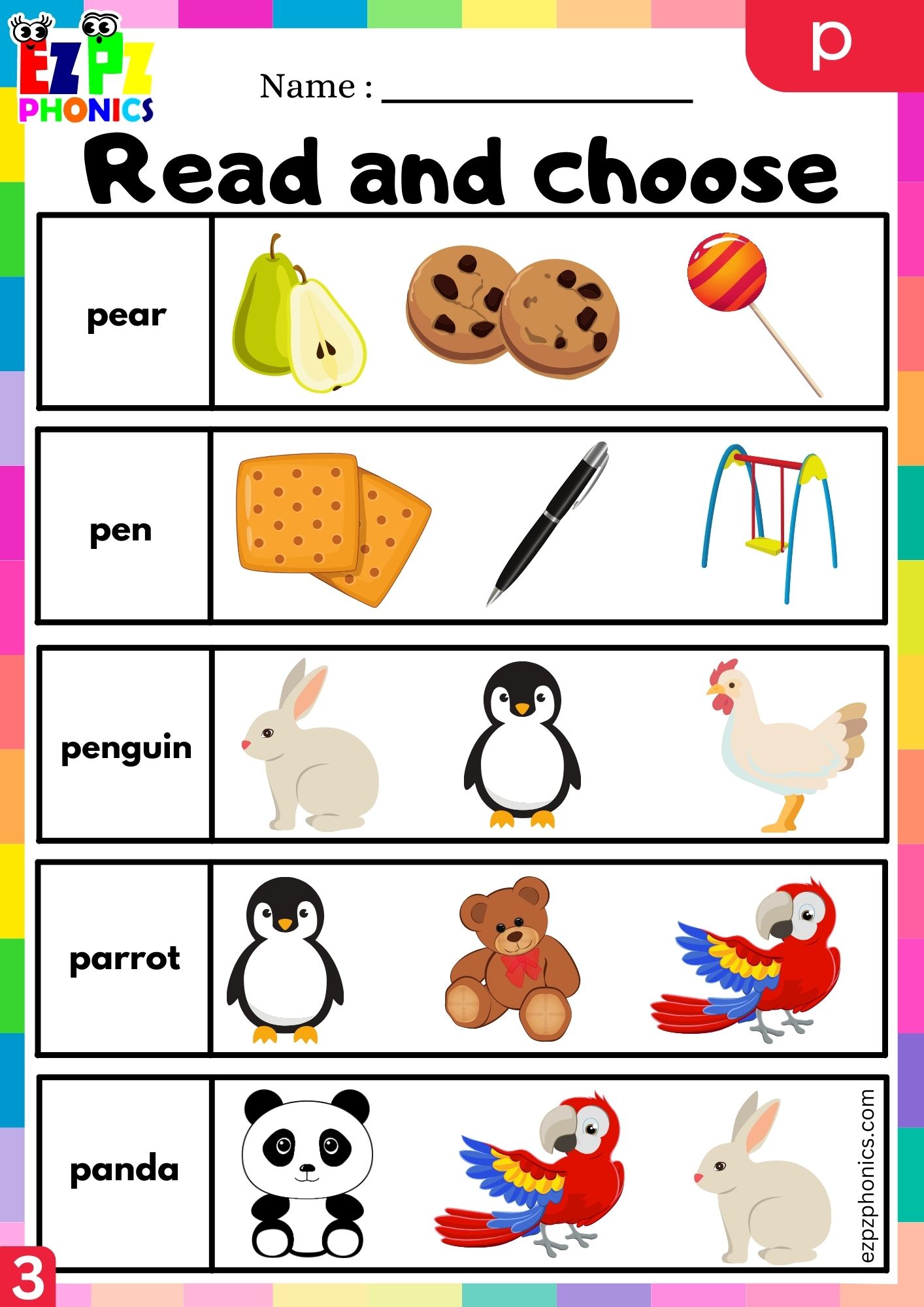 Letter p Read and Choose the Correct Images Group 3